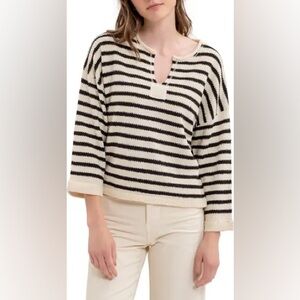 Blu Pepper Black and White Striped Top